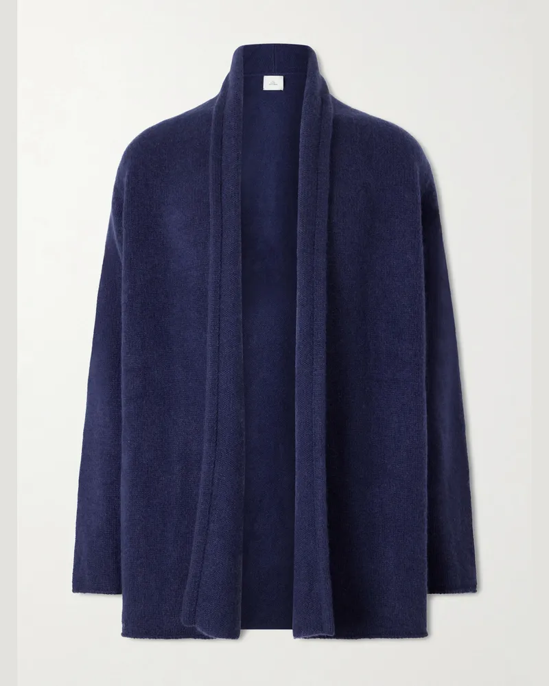 The Elder Statesman Italy Smoking Shawl-Collar Cashmere Cardigan Blue
