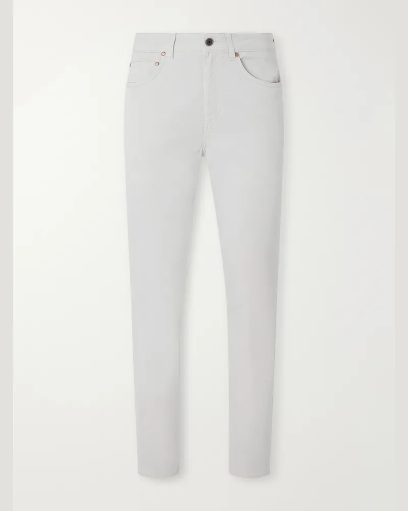 Boglioli Straight-Leg Garment-Dyed Cotton-Blend Twill Trousers Neutrals