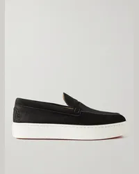 Christian Louboutin Paqueboat Pennyloafers aus Veloursleder Schwarz