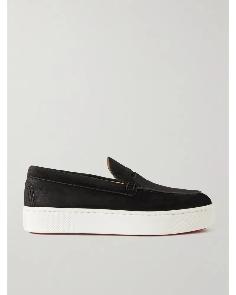 Christian Louboutin Paqueboat Pennyloafers aus Veloursleder Schwarz