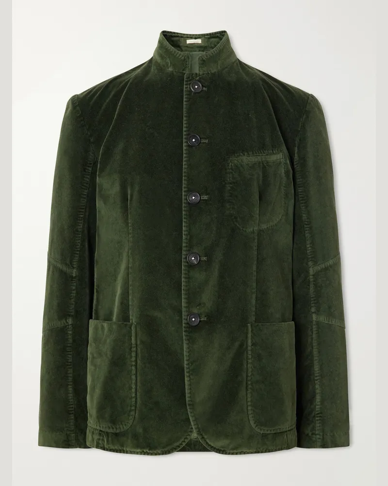 Massimo Alba Gstaad Panelled Cotton-Velvet Jacket Green