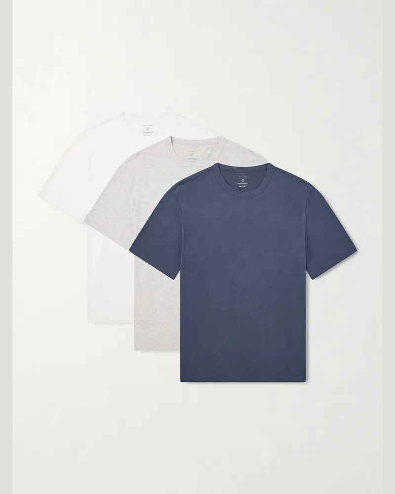 Officine Generale Three-Pack Organic Cotton-Jersey T-Shirt Neutrals