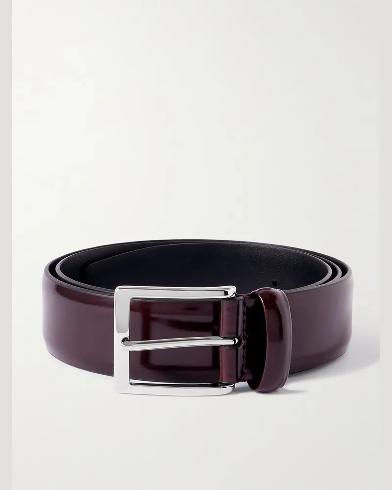Anderson's 4cm Glossed-Leather Belt Burgundy