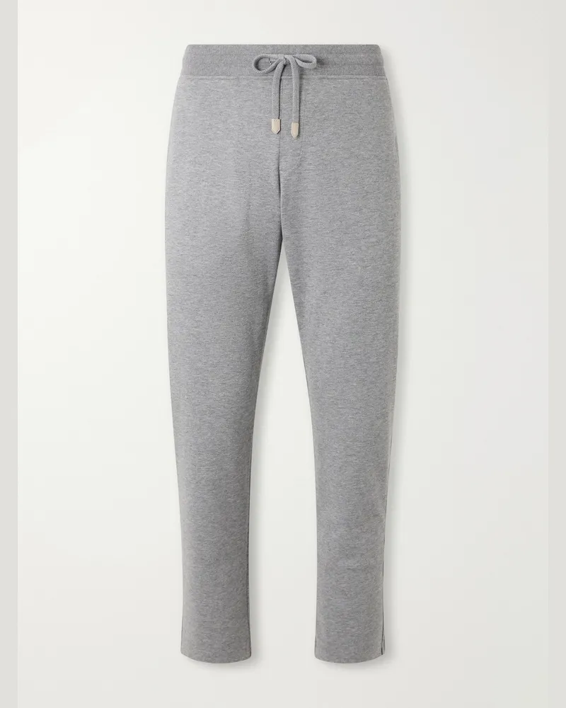 Canali Straight-Leg Cotton-Blend Jersey Sweatpants Gray