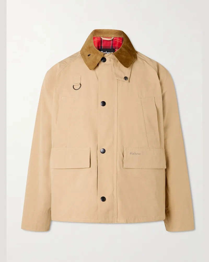 Barbour Solar Spey Casual Corduroy-Trimmed Shell Jacket Neutrals