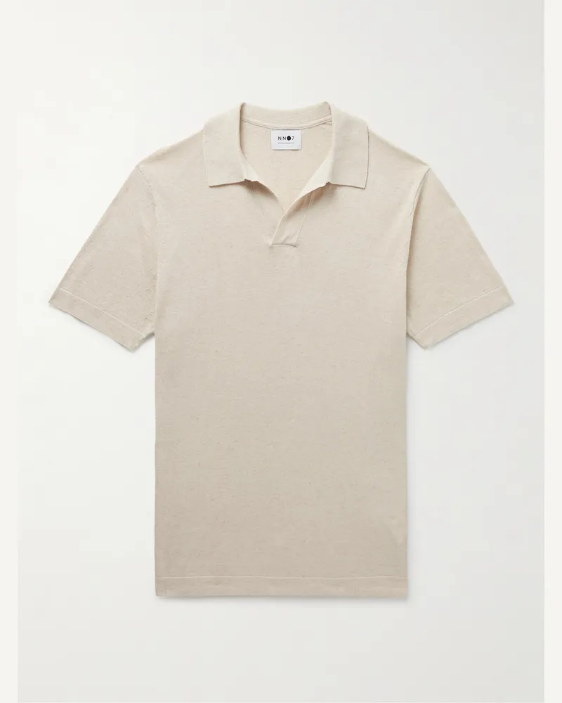 NN 07 Ryan 6311 Polohemd aus einer Baumwoll-Leinenmischung Neutral
