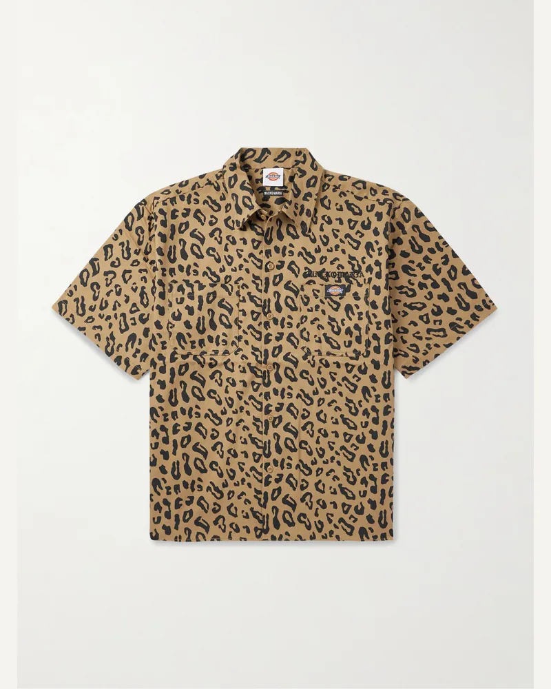 Wacko Maria Dickies® Hemd aus Baumwoll-Twill mit Leopardenprint Gelb