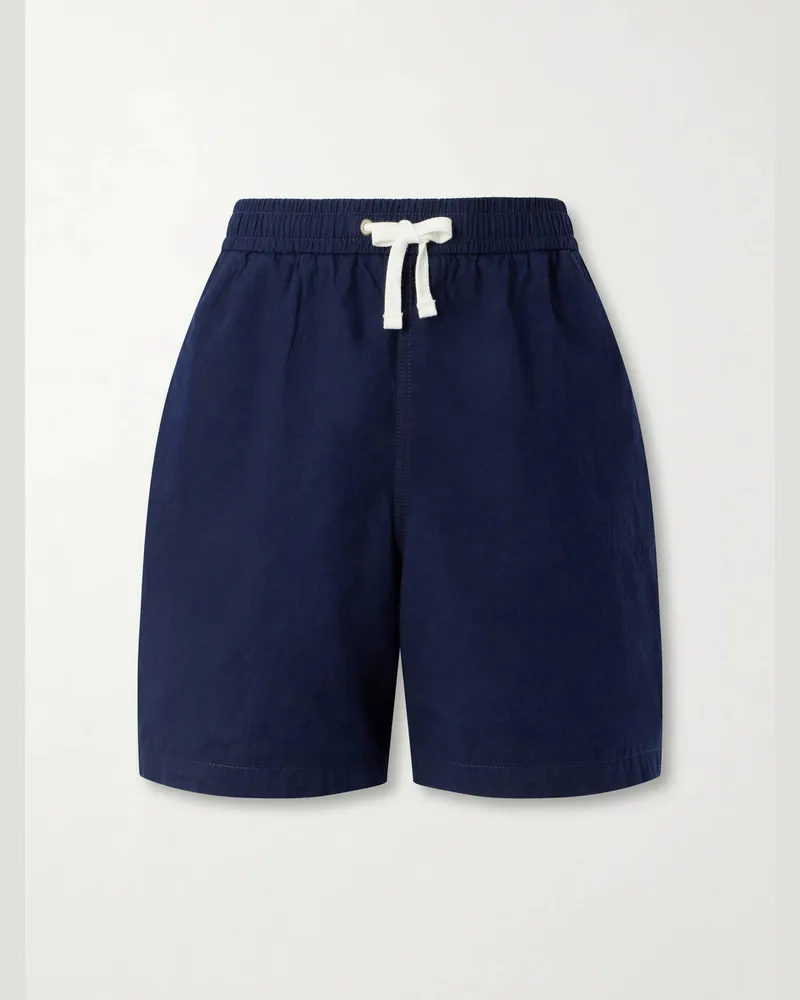 Drake's Straight-Leg Cotton Drawstring Shorts Blue