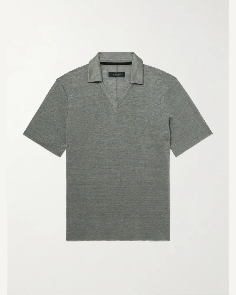 Rag & Bone Johnny Polohemd aus Leinen Grün