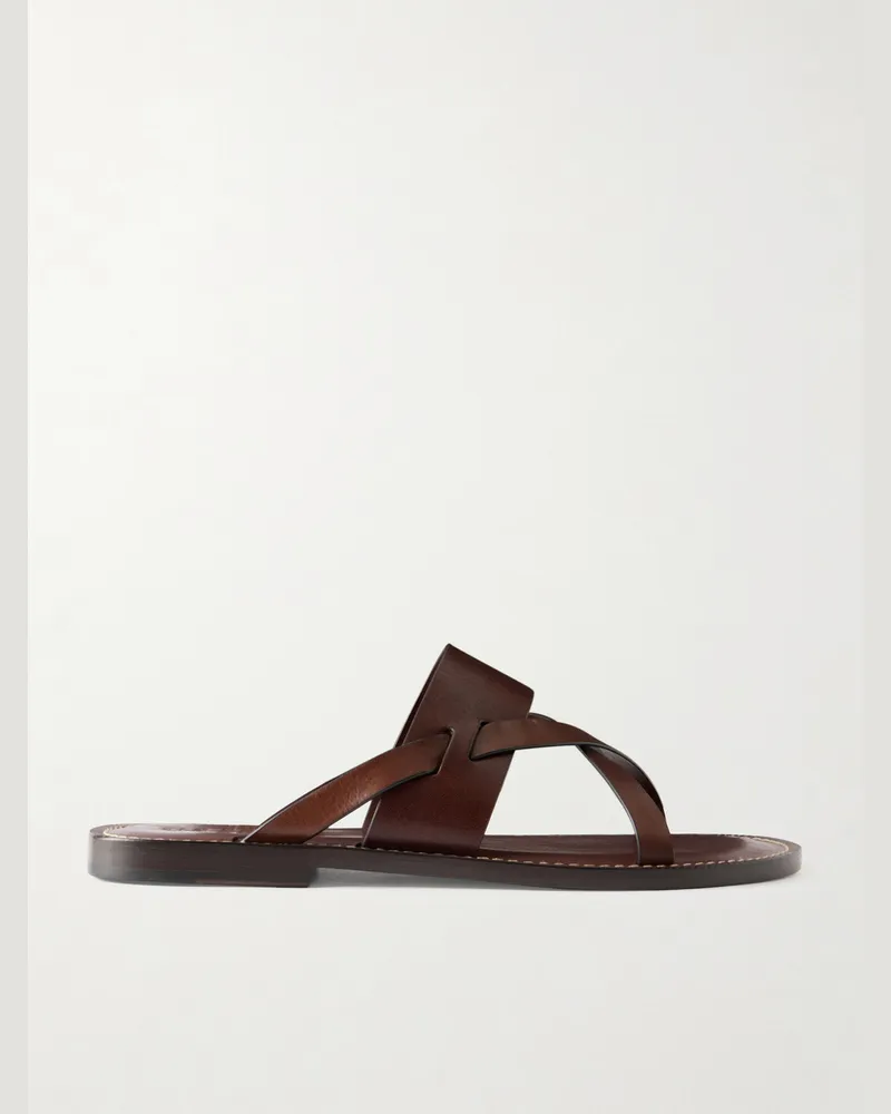 Brunello Cucinelli Sandalen aus Leder Burgunder