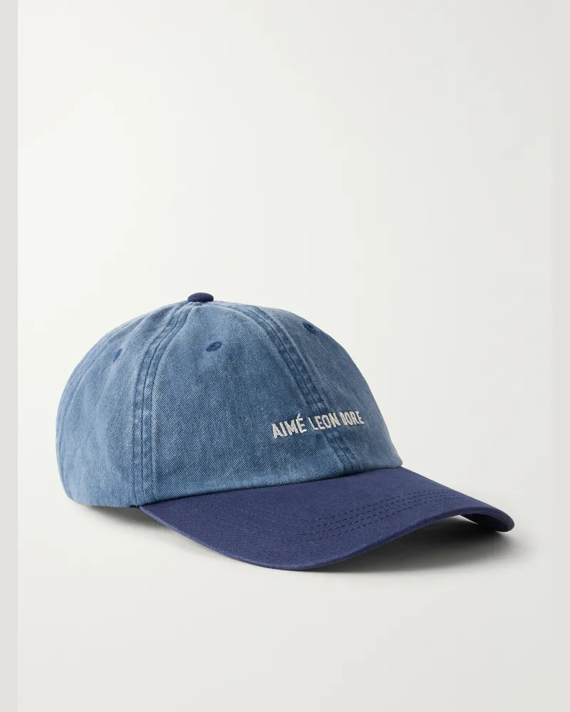 Aimé Leon Dore Logo-Embroidered Pigment-Dyed Cotton Baseball Cap Blue