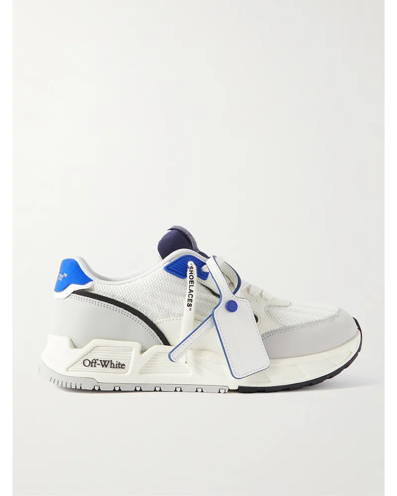 OFF-WHITE Kick Off Sneakers aus Leder und Mesh mit Velourslederbesatz Grau