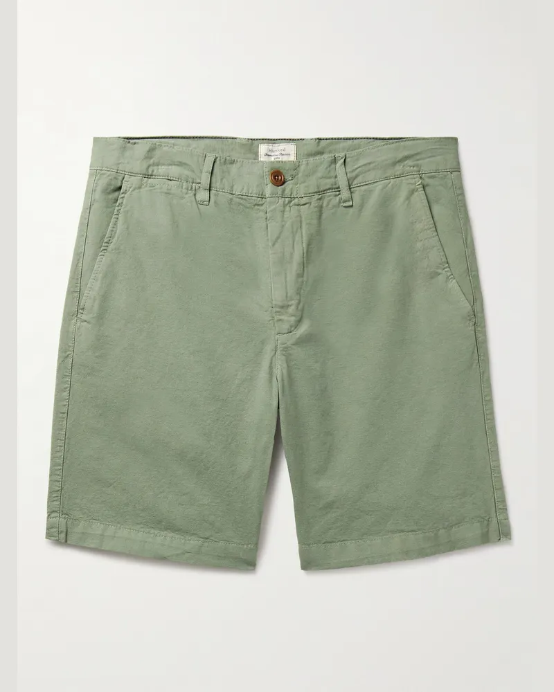 Hartford Byron schmal und gerade geschnittene Shorts aus einer Baumwoll-Leinenmischung in Stückfärbung Grün