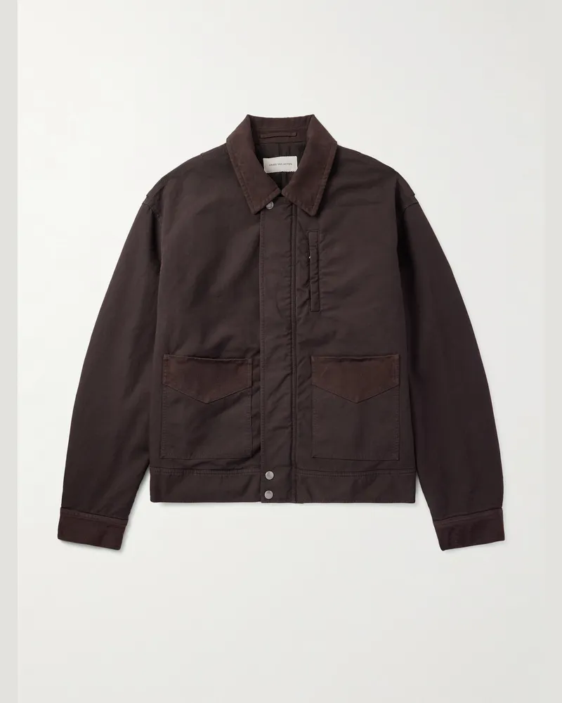 Dries van Noten Twill-Trimmed Cotton Jacket Brown