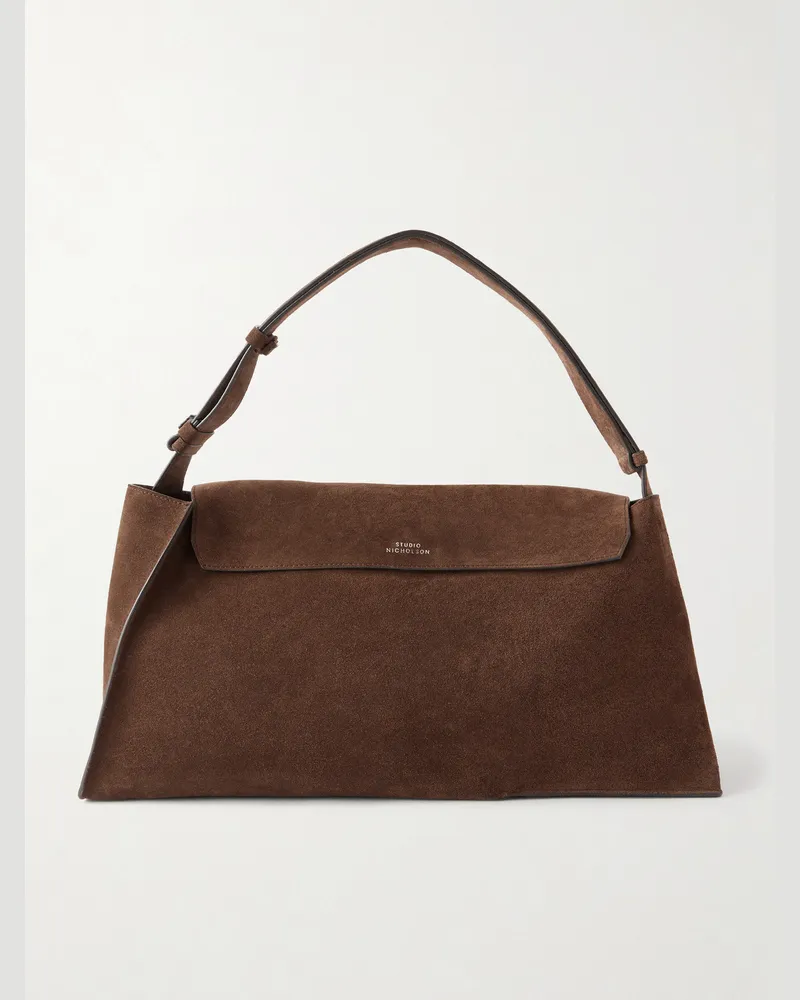 Studio Nicholson Shiboru Suede Messenger Bag Brown