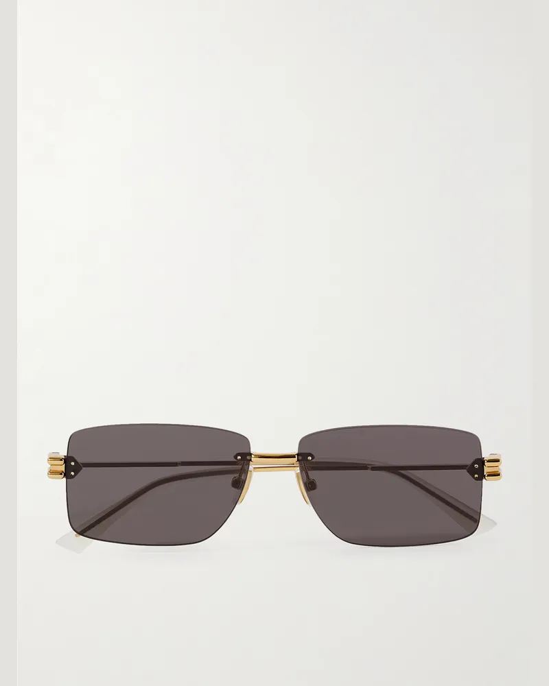 Bottega Veneta Rahmenlose Sonnenbrille mit goldfarbenen Details Gold