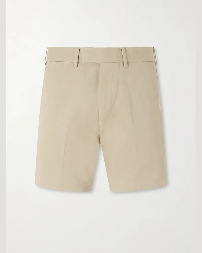 Tom Ford Straight-Leg Cotton-Blend Twill Shorts Neutrals