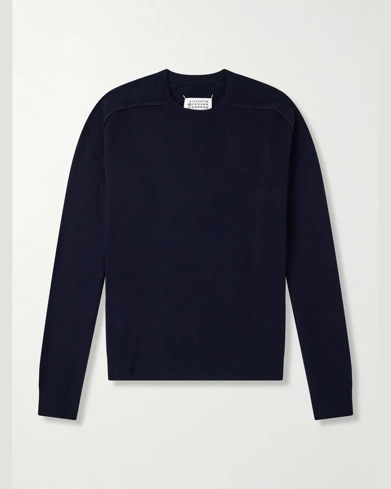 Maison Margiela Knitted Wool Sweater Blue
