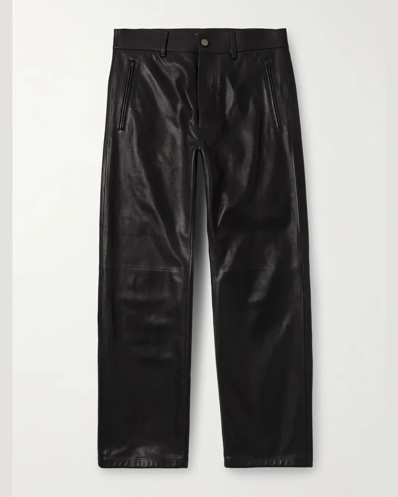 Fear of God Gerade geschnittene Hose aus vollnarbigem Leder Schwarz
