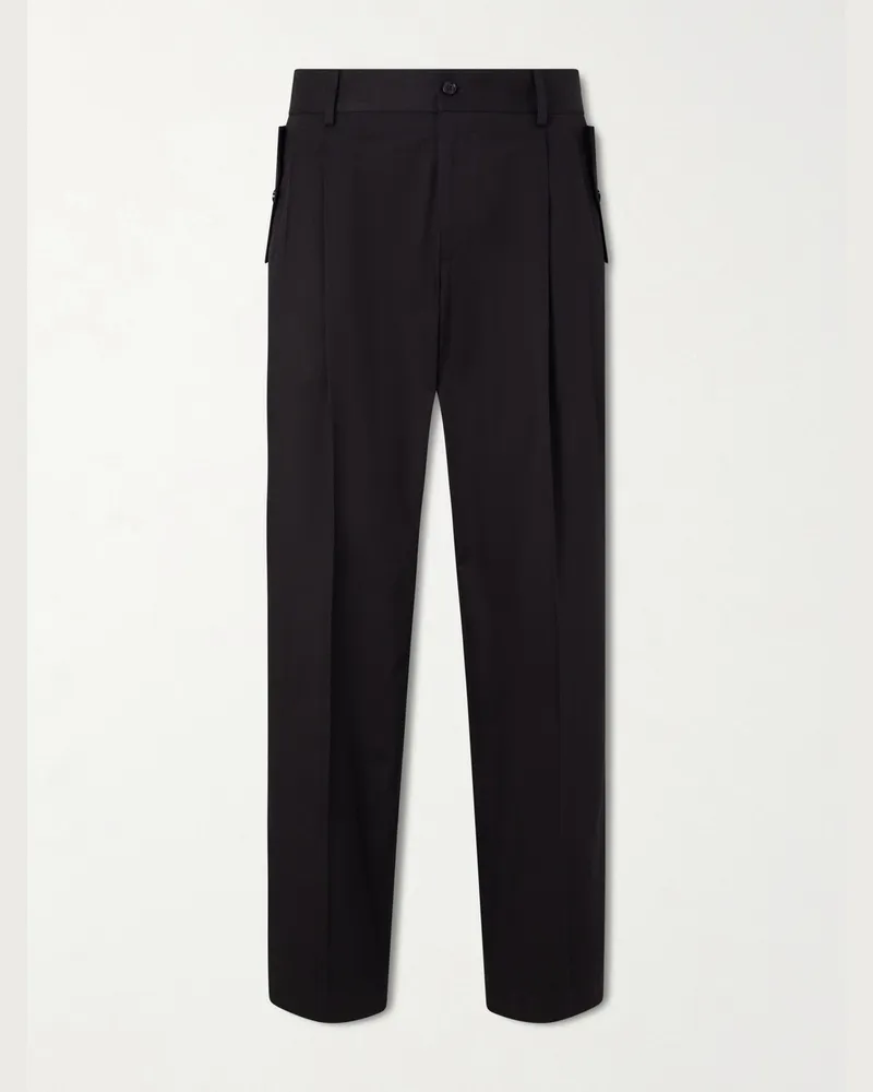 Dolce & Gabbana Pleated Cotton Trousers Black