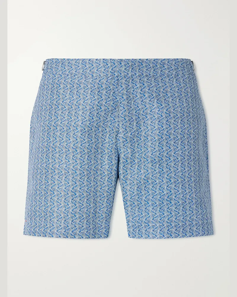 Orlebar Brown Bulldog Fate gerade geschnittene, mittellange Badeshorts mit Print Blau
