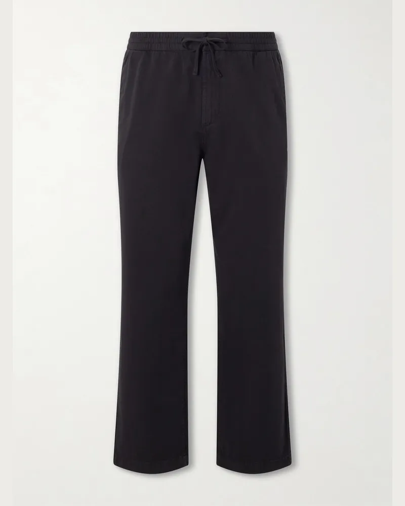 MR P. Edward Straight-Leg Organic Cotton-Twill Drawstring Trousers Black