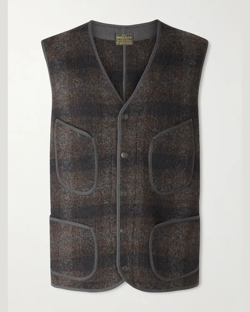 RRL Monroe Slim-Fit Checked Wool and Cotton-Blend Vest Brown
