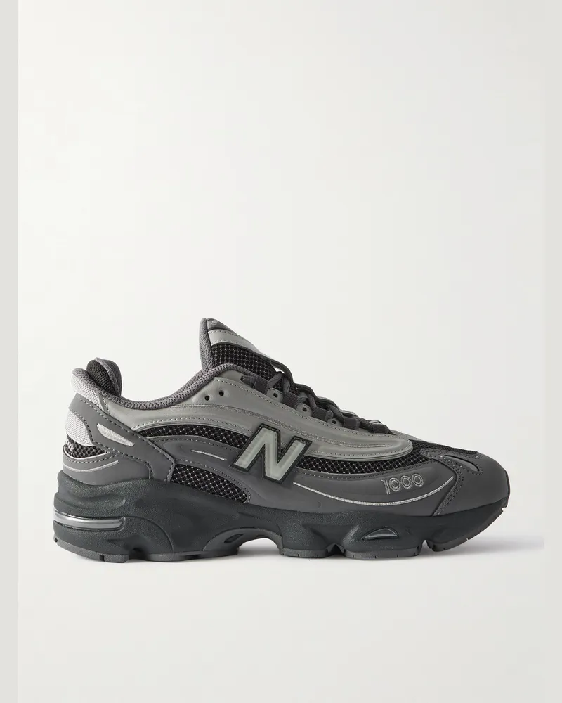 New Balance M1000 Sneakers aus Veloursleder mit Besatz aus Mesh und Leder und Logoapplikation Grau