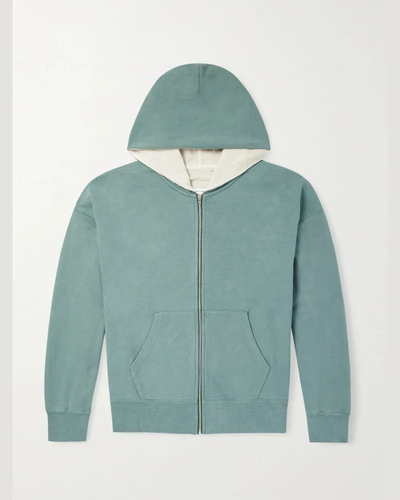 Visvim Jumbo Cotton-Jersey Zip-Up Hoodie Green