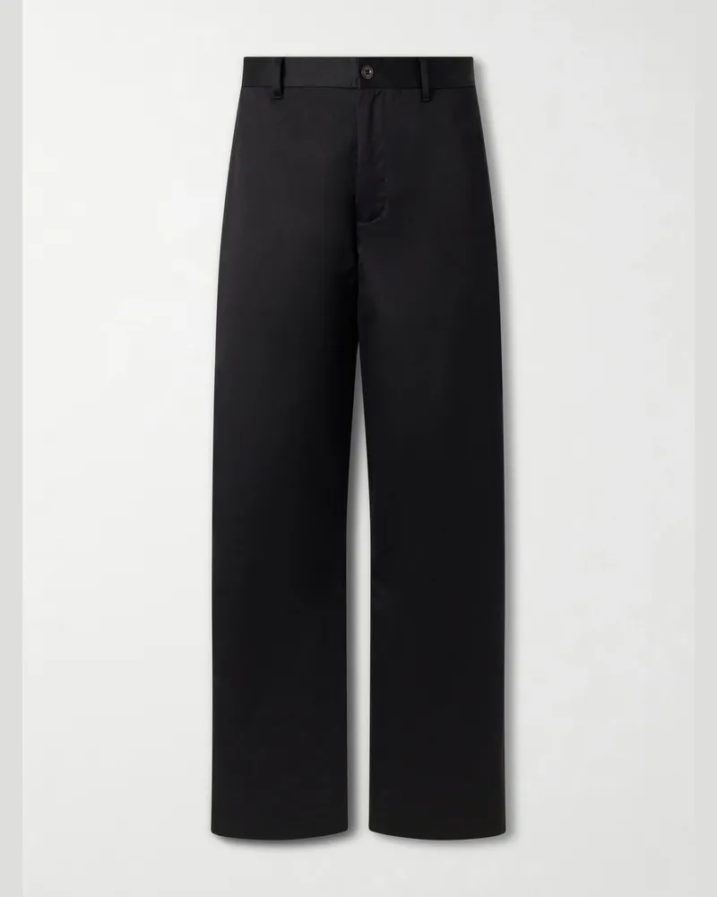Acne Studios Straight-Leg Pleated Cotton-Satin Trousers Black