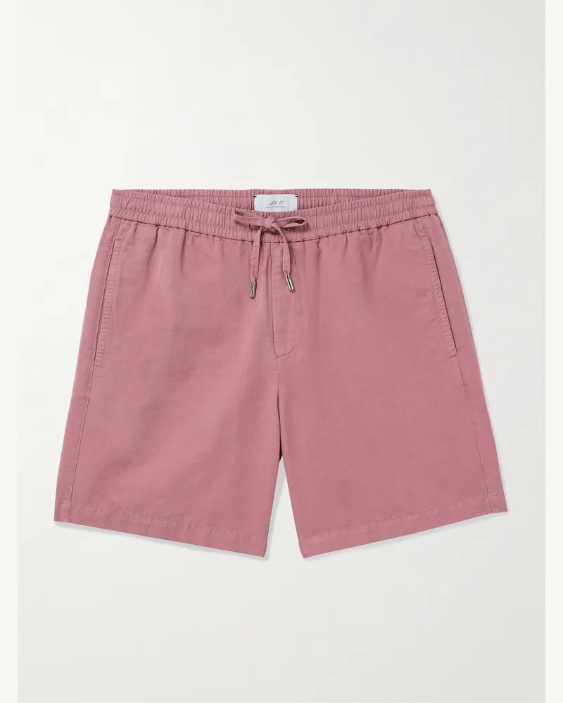 MR P. Gerade geschnittene Shorts aus einer Baumwoll-Leinenmischung mit Kordelzugbund Pink
