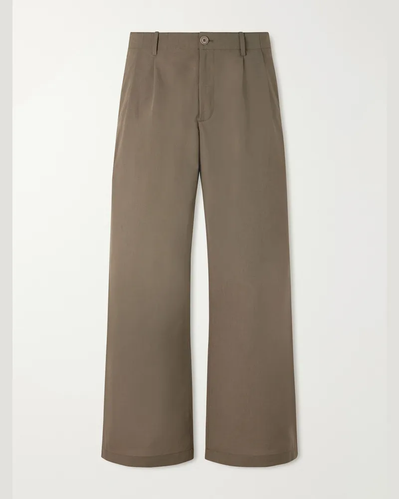 Our Legacy Bridge weit geschnittene Chino aus einer Schurwoll-Baumwollmischung mit Falten Grün