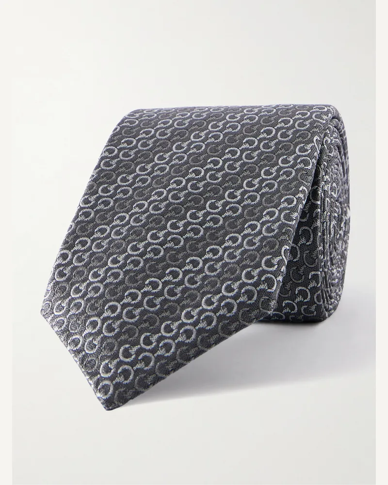 Gucci Symbols Krawatte aus Seiden-Jacquard, 7 cm Grau