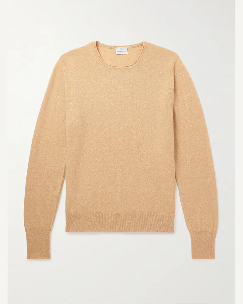 Kingsman Schmal geschnittener Pullover aus einer Kaschmir-Leinenmischung Neutral