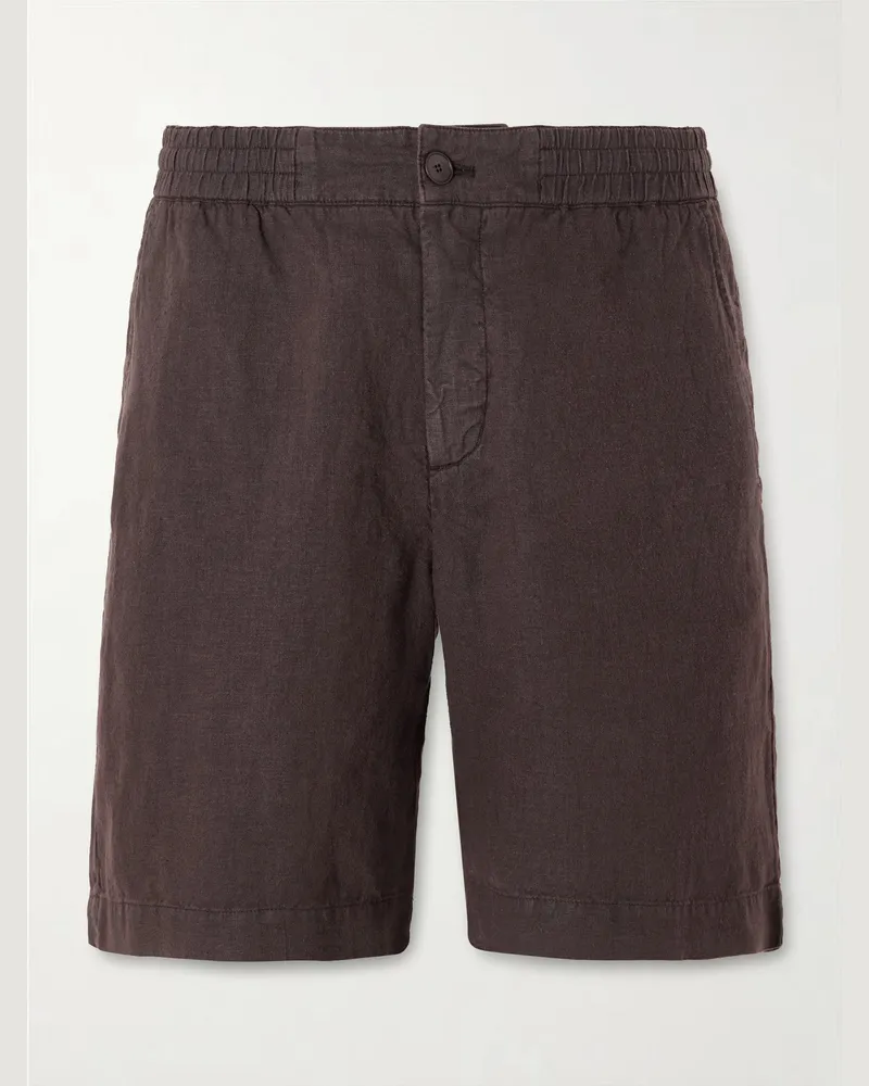 MR P. Straight-Leg Linen Shorts Brown