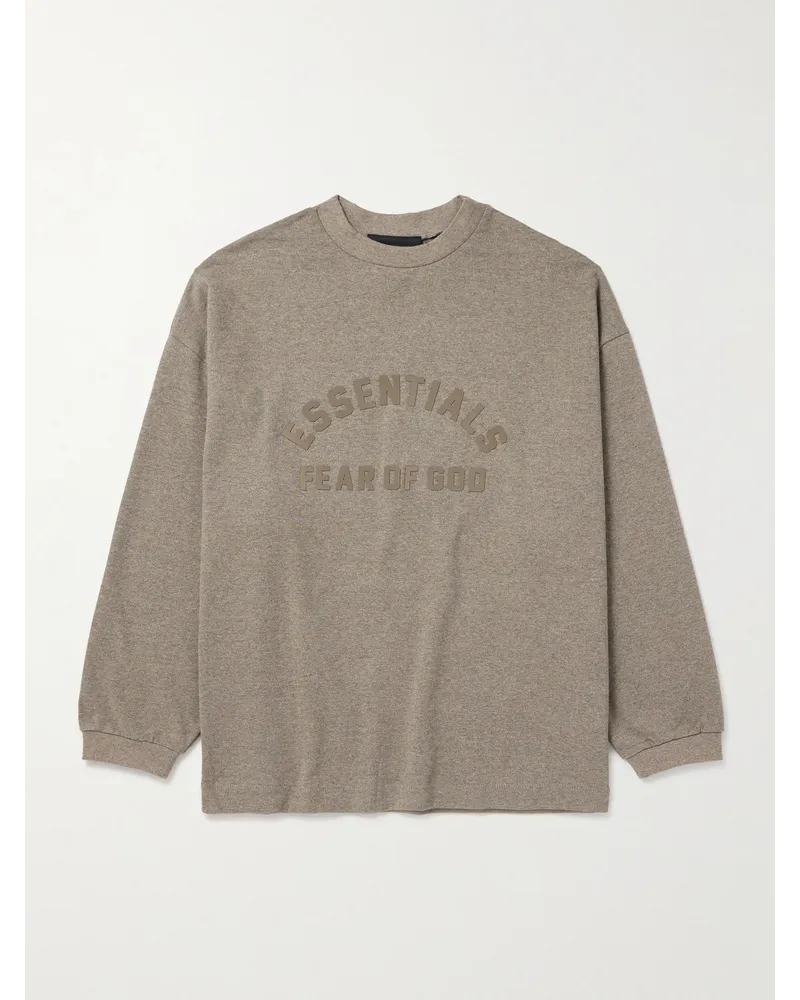 Fear of God Oversized-Oberteil aus Baumwoll-Jersey mit Logoapplikation Grau