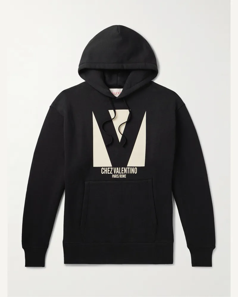 Valentino Garavani Hoodie aus Baumwoll-Jersey mit Logoprint Schwarz
