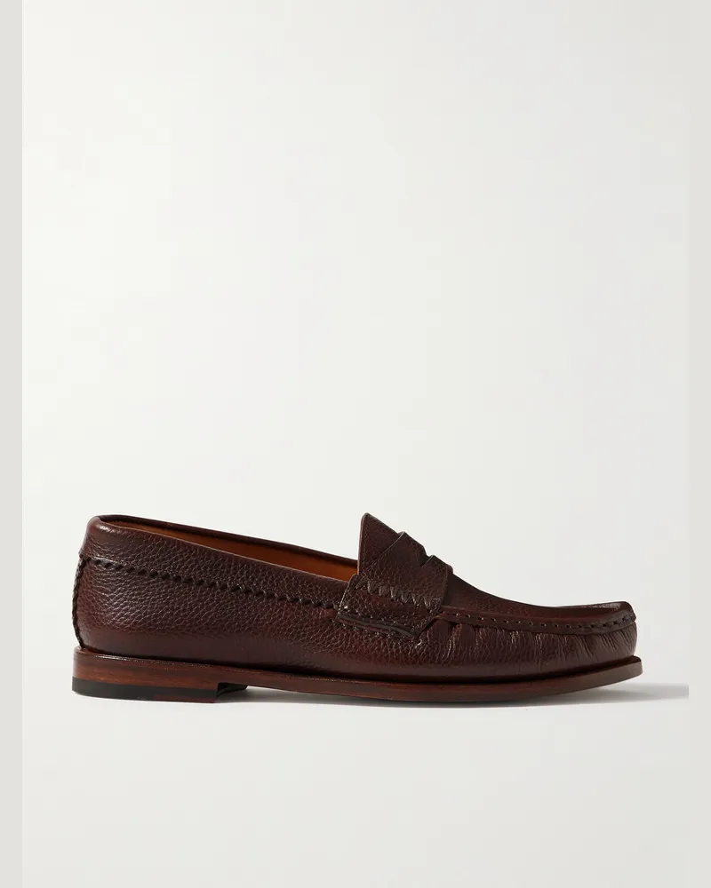 YUKETEN Rob's Pennyloafers aus genarbtem Leder Braun