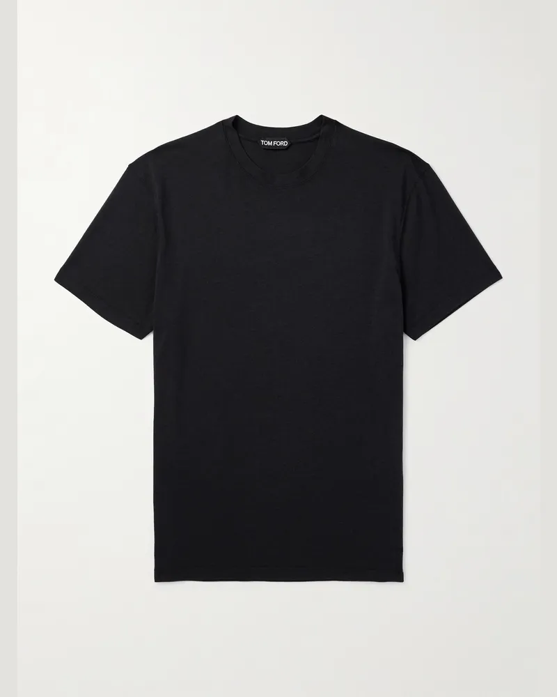 Tom Ford Schmal geschnittenes T-Shirt aus einer Lyocell-Baumwollmischung Schwarz