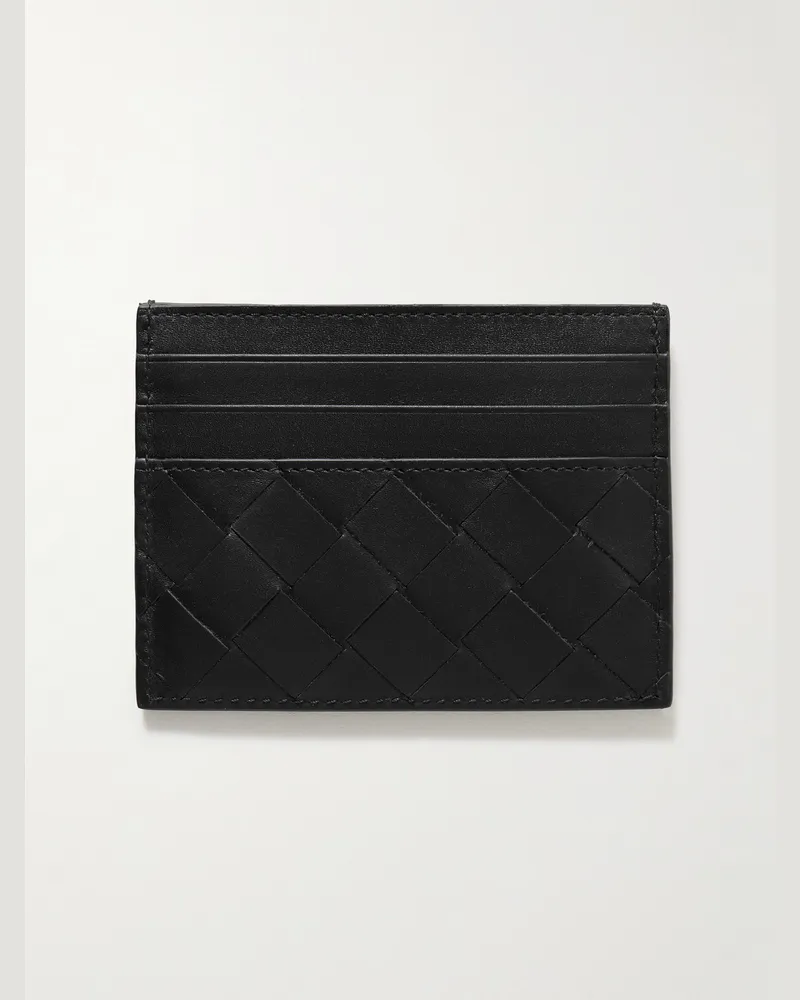 Bottega Veneta Kartenetui aus Intrecciato-Leder Schwarz