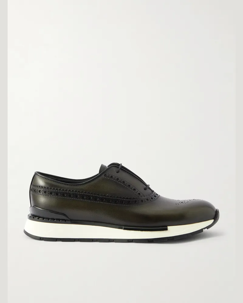 Berluti Fast Track Oxford-Sneakers aus Venezia-Leder Grün