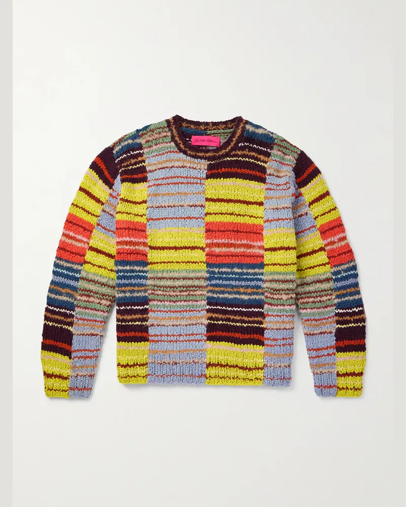The Elder Statesman Scrap Patchwork Cotton-Blend Sweater Multi