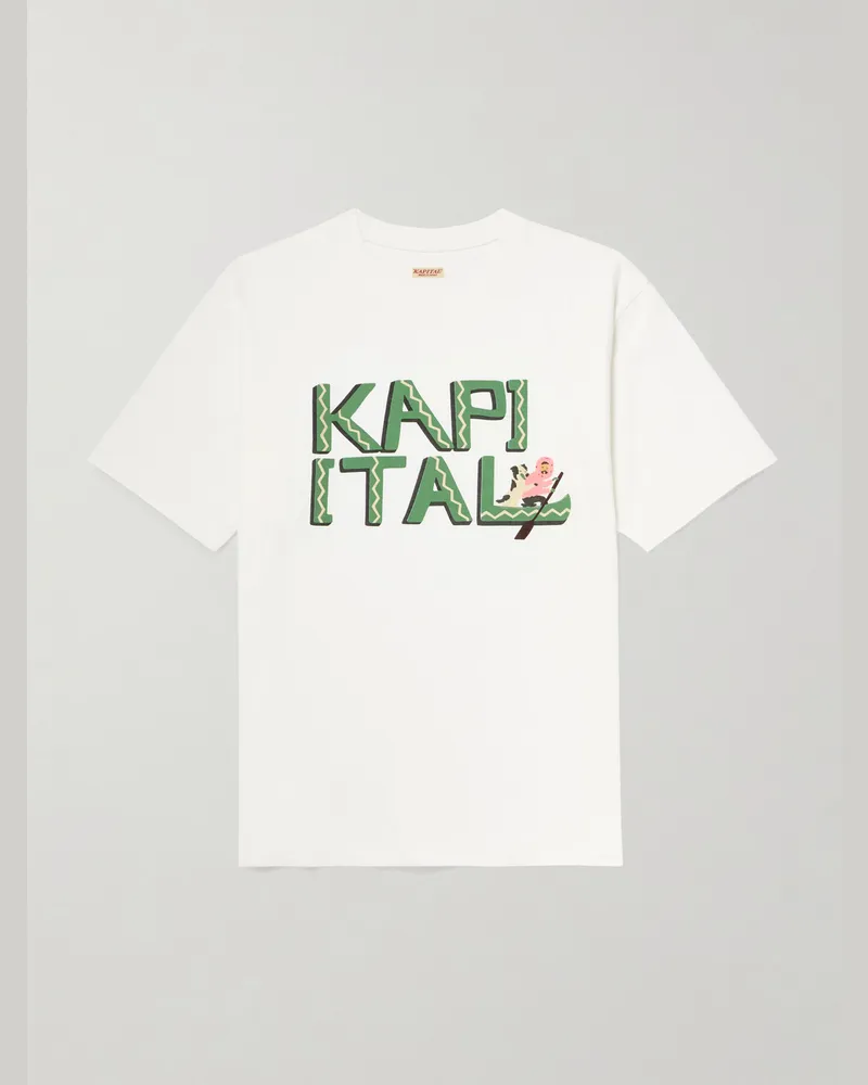 KAPITAL Printed Cotton-Jersey T-Shirt Green