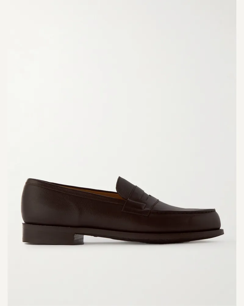 JM Weston 180 Full-Grain Leather Penny Loafers Brown
