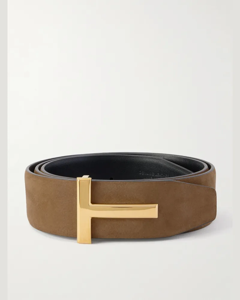 Tom Ford Wendbarer Gürtel aus Nubukleder und Leder, 4 cm Braun
