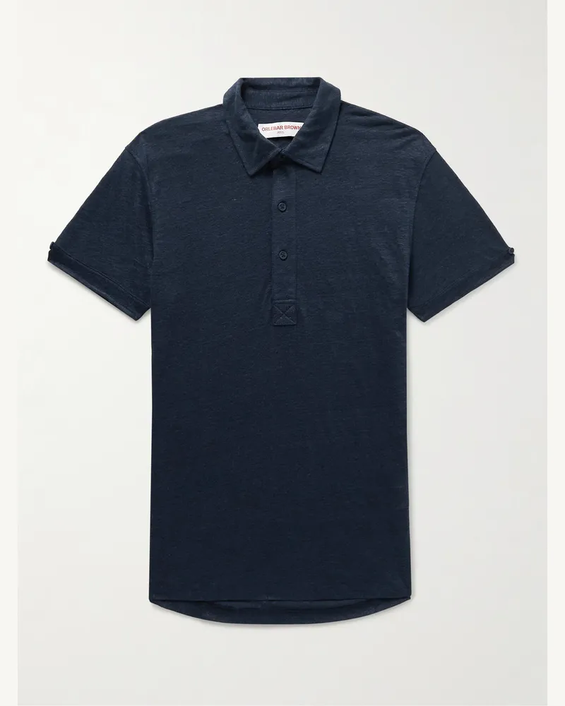 Orlebar Brown Sebastian schmal geschnittenes Polohemd aus Leinen-Jersey Blau