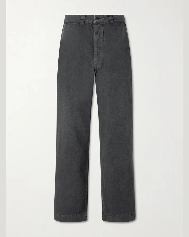 Remi Relief Straight-Leg Cotton-Twill Trousers Black