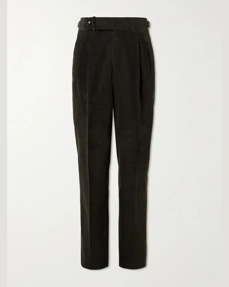 PURDEY Straight-Leg Cotton-Corduroy Trousers Green