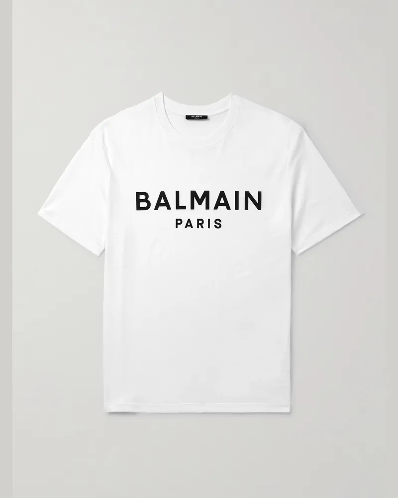 Balmain T-Shirt aus Biobaumwoll-Jersey mit Logoprint Weiß