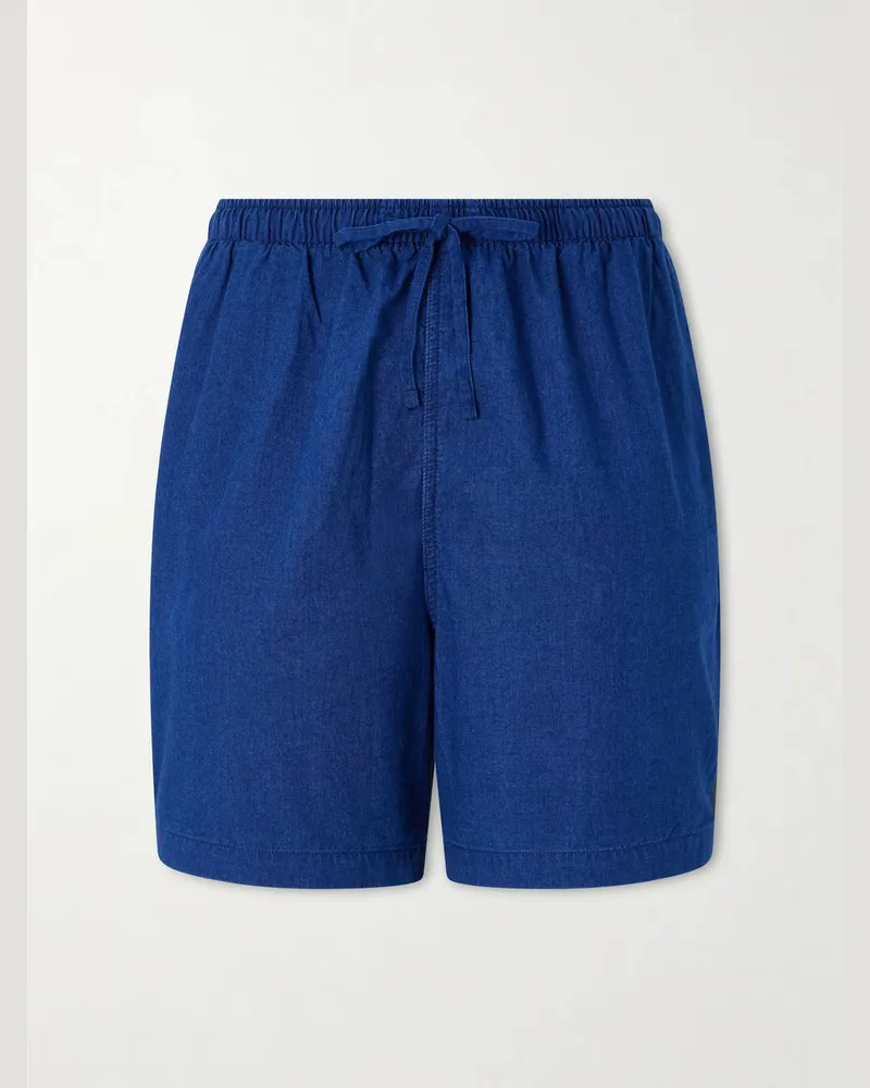 Ralph Lauren Wide-Leg Cotton-Woven Shorts Blue